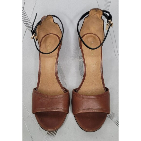 Authentic Coach Women's Size 7.5 Juliette Ankle Strap Peep Toe 4" Heels - Nice! - Picture 1 of 15